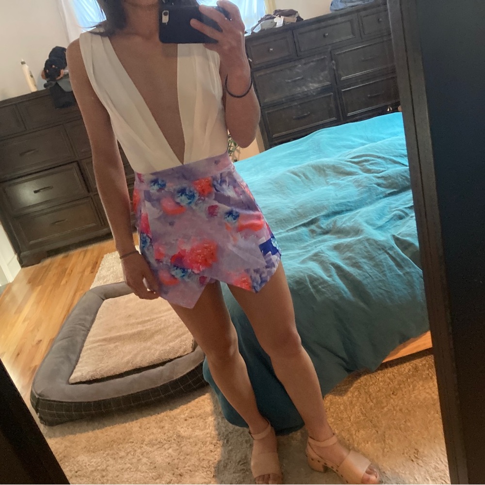 One Way White Floral Romper Playsuit